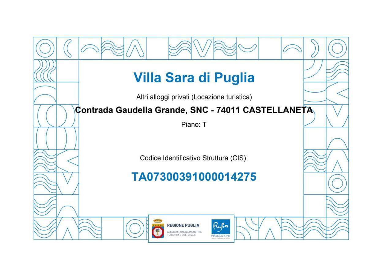 Villa Sara Di Puglia Кастеланета Екстериор снимка